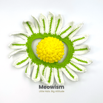 🌼 Bloom & Meow: Handmade Daisy Pet Hat - Meowism